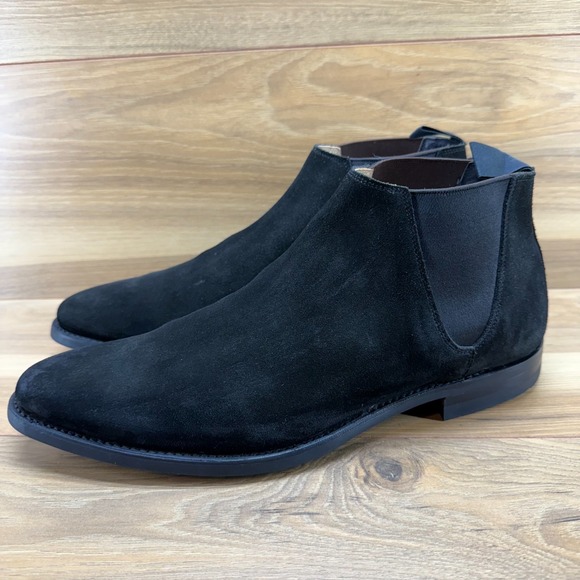 Phineas Cole Crockett Jones Chelsea Boots 11 D Black Suede Pull On UK 10 E - Picture 1 of 12